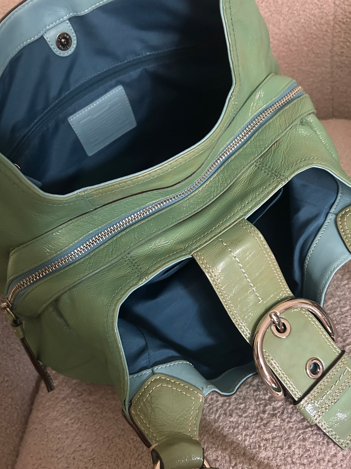 Vintage Coach Soho buckle green leather shoulder bag