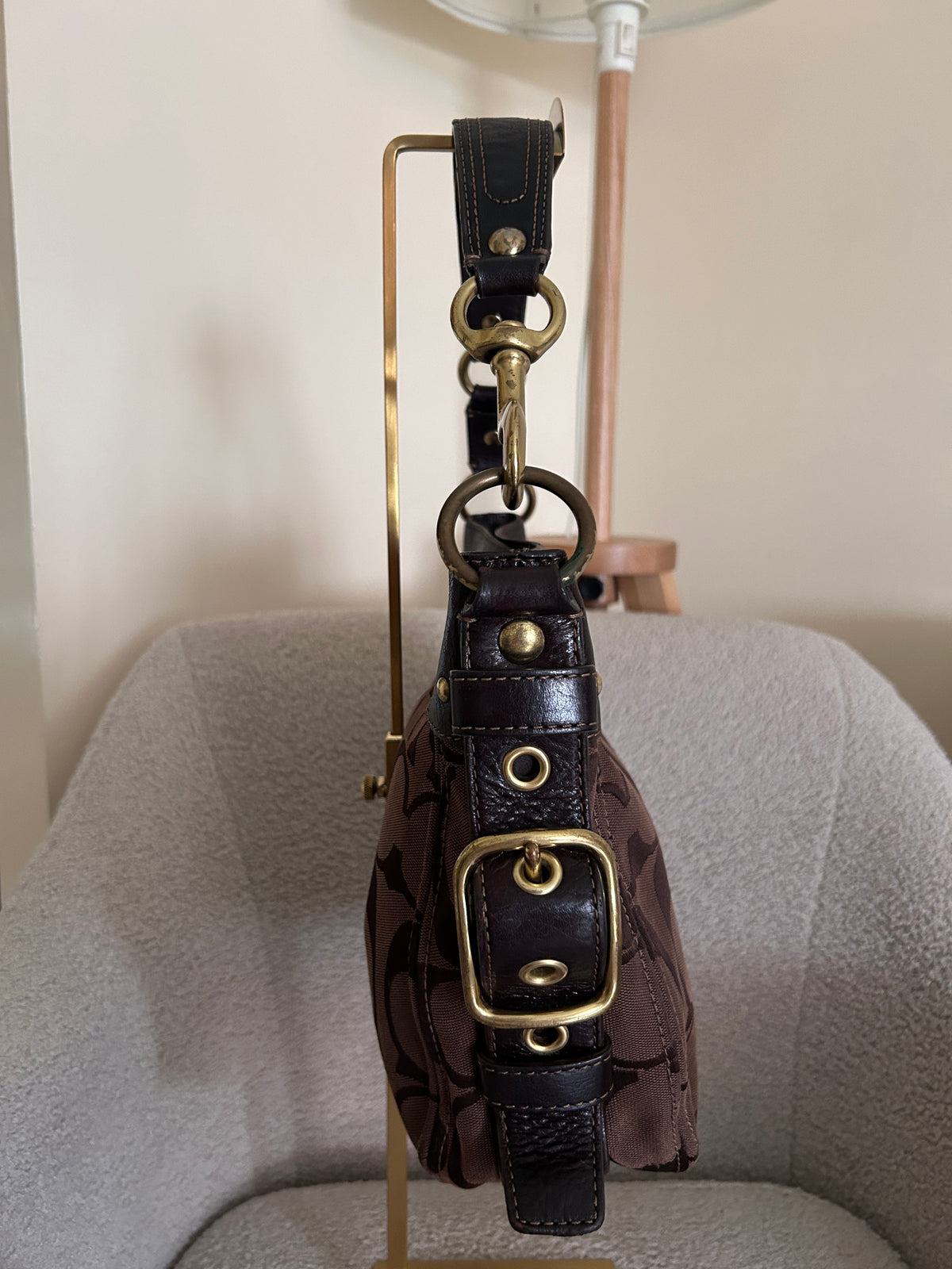 Vintage Coach chocolate brown Zoe shoulder bag