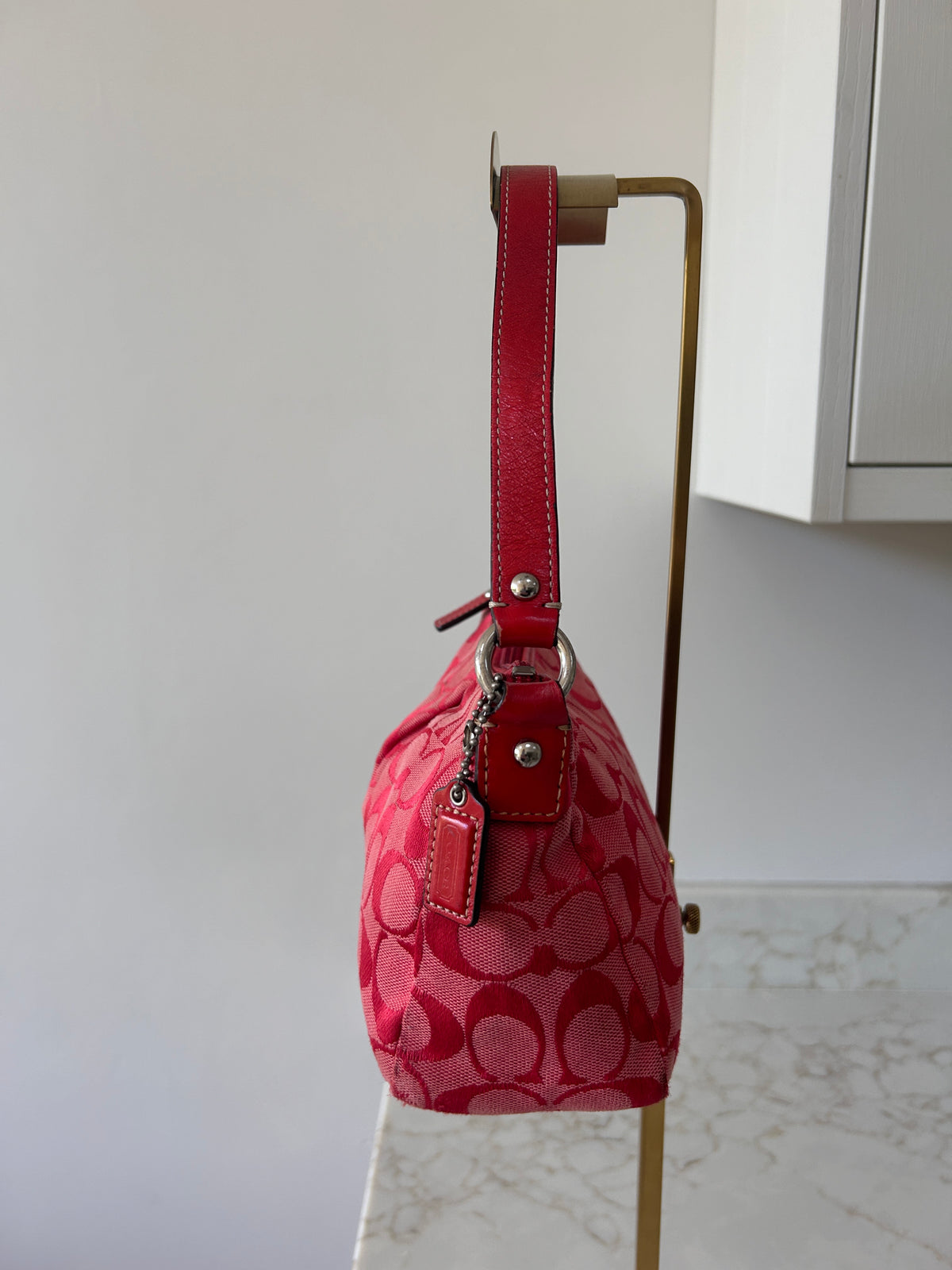 Vintage Coach red monogram small shoulder bag