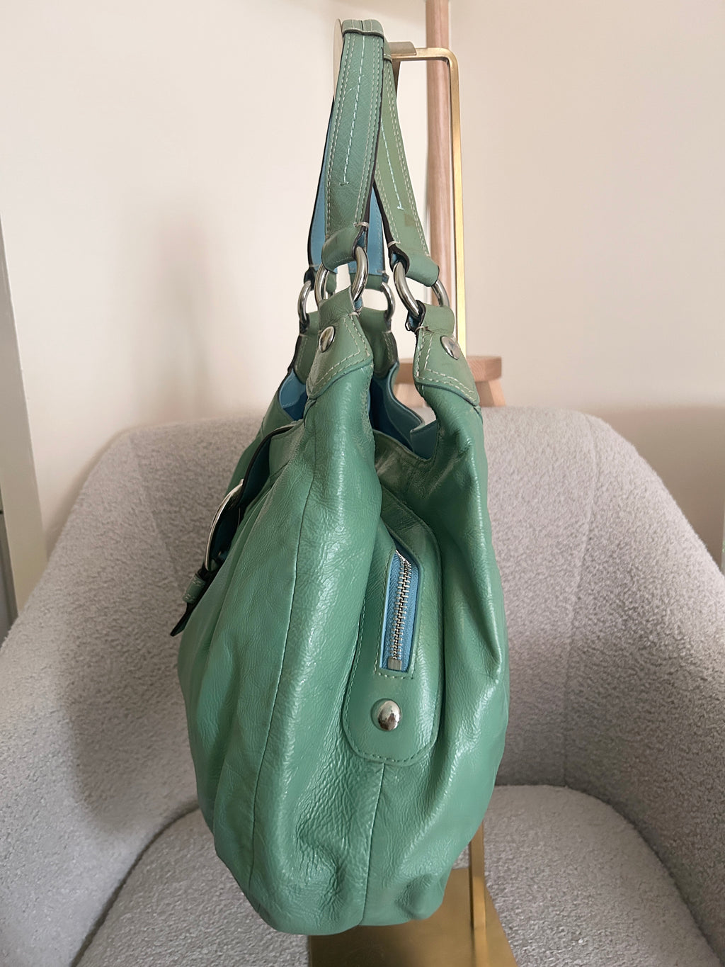 Vintage Coach Soho buckle green leather shoulder bag