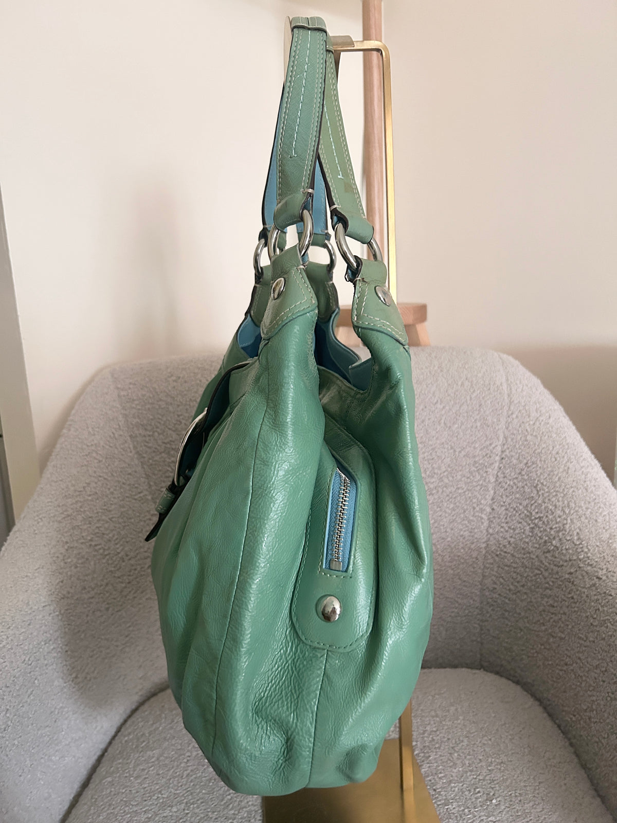 Vintage Coach Soho buckle green leather shoulder bag