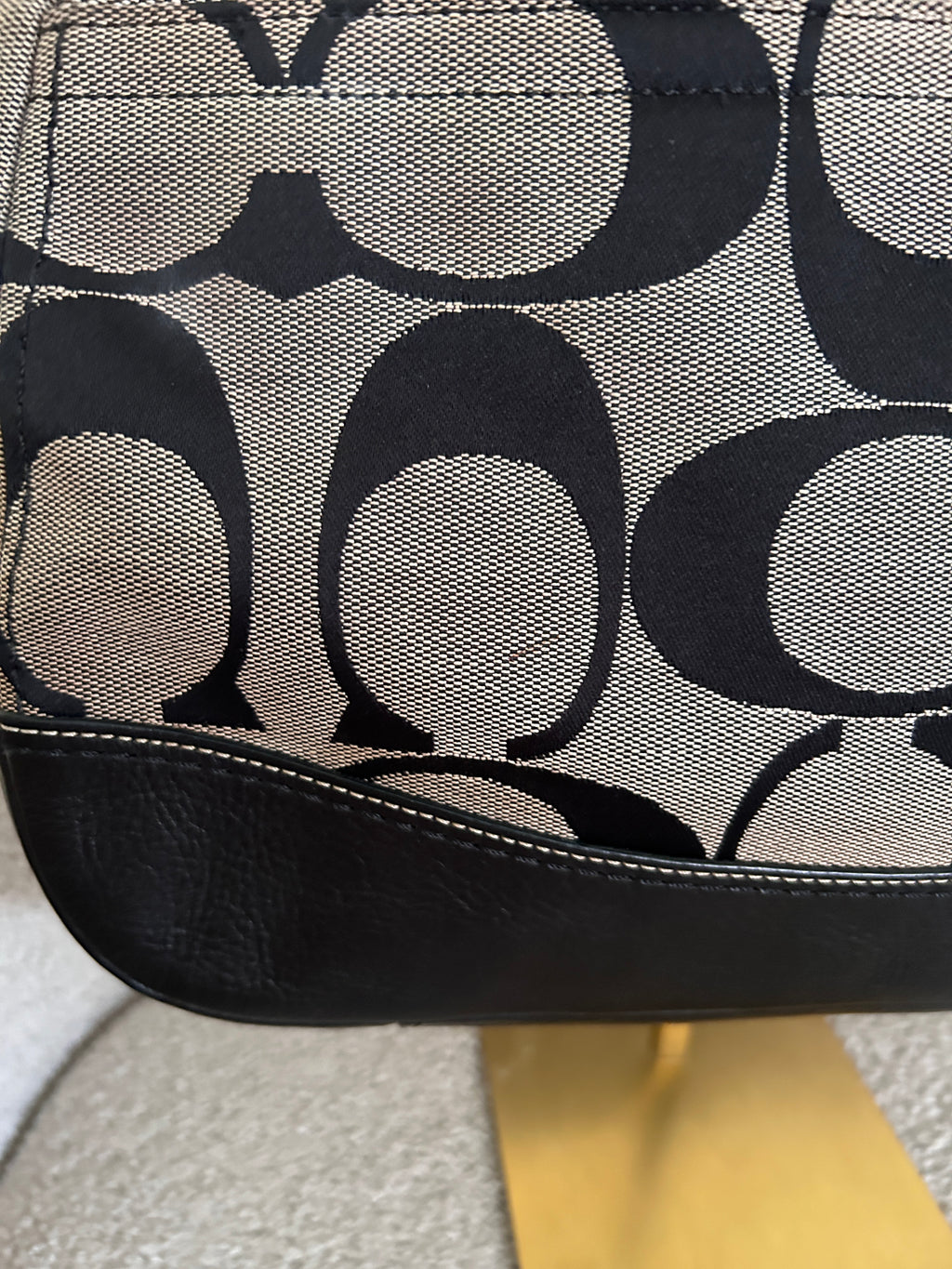 Vintage Coach black monogram clip shoulder bag