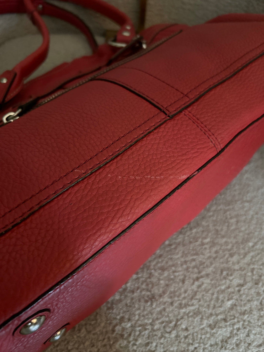 Vintage Coach red leather shoulder bag