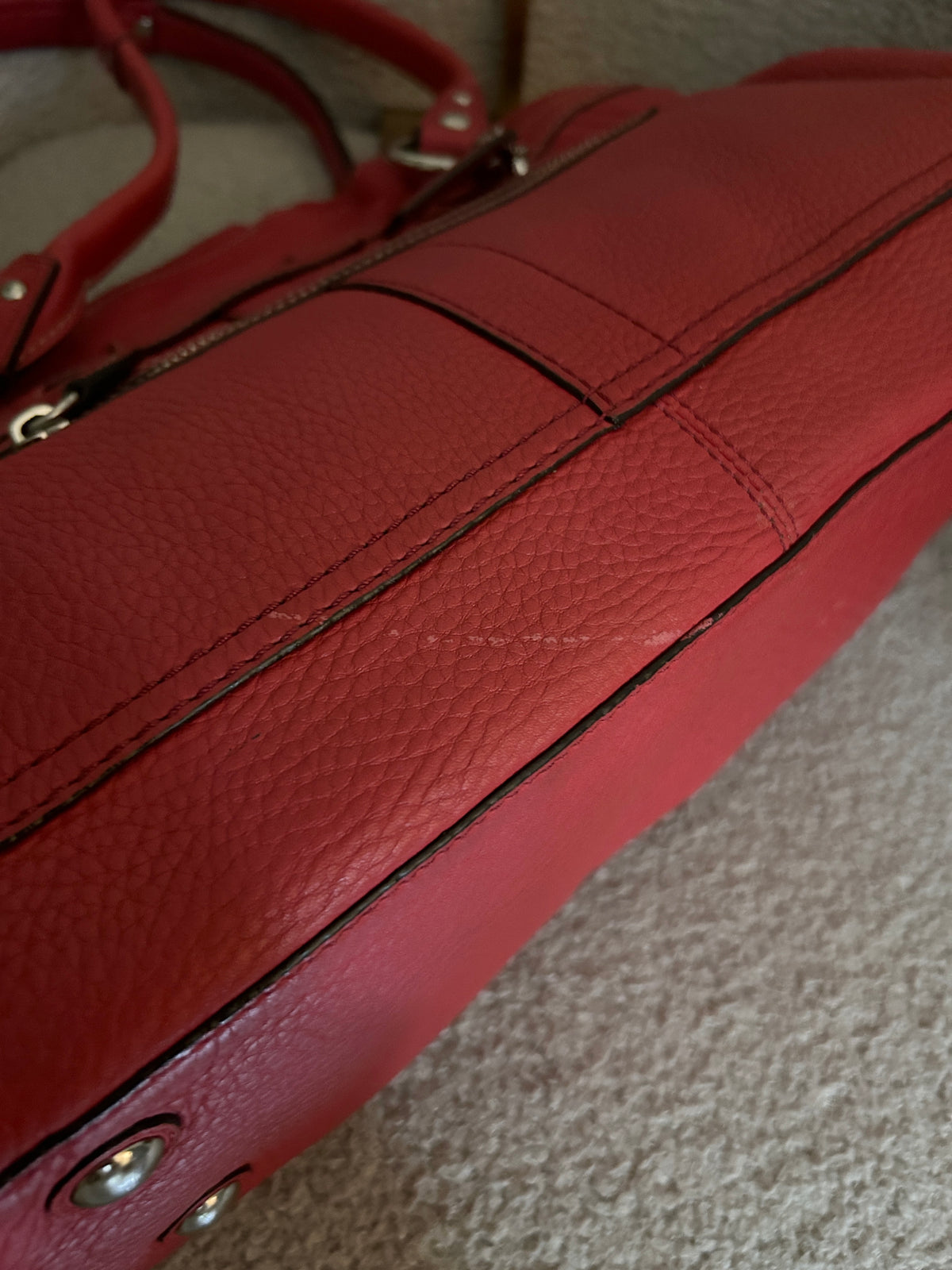 Vintage Coach red leather shoulder bag