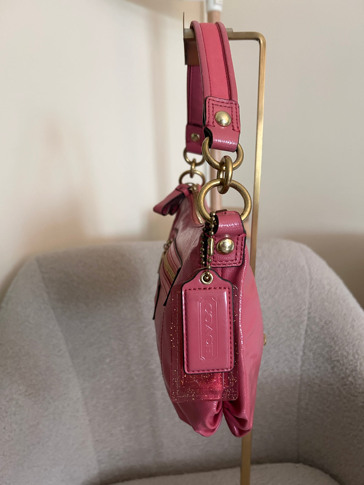 Vintage Coach pink leather Poppy shoulder bag