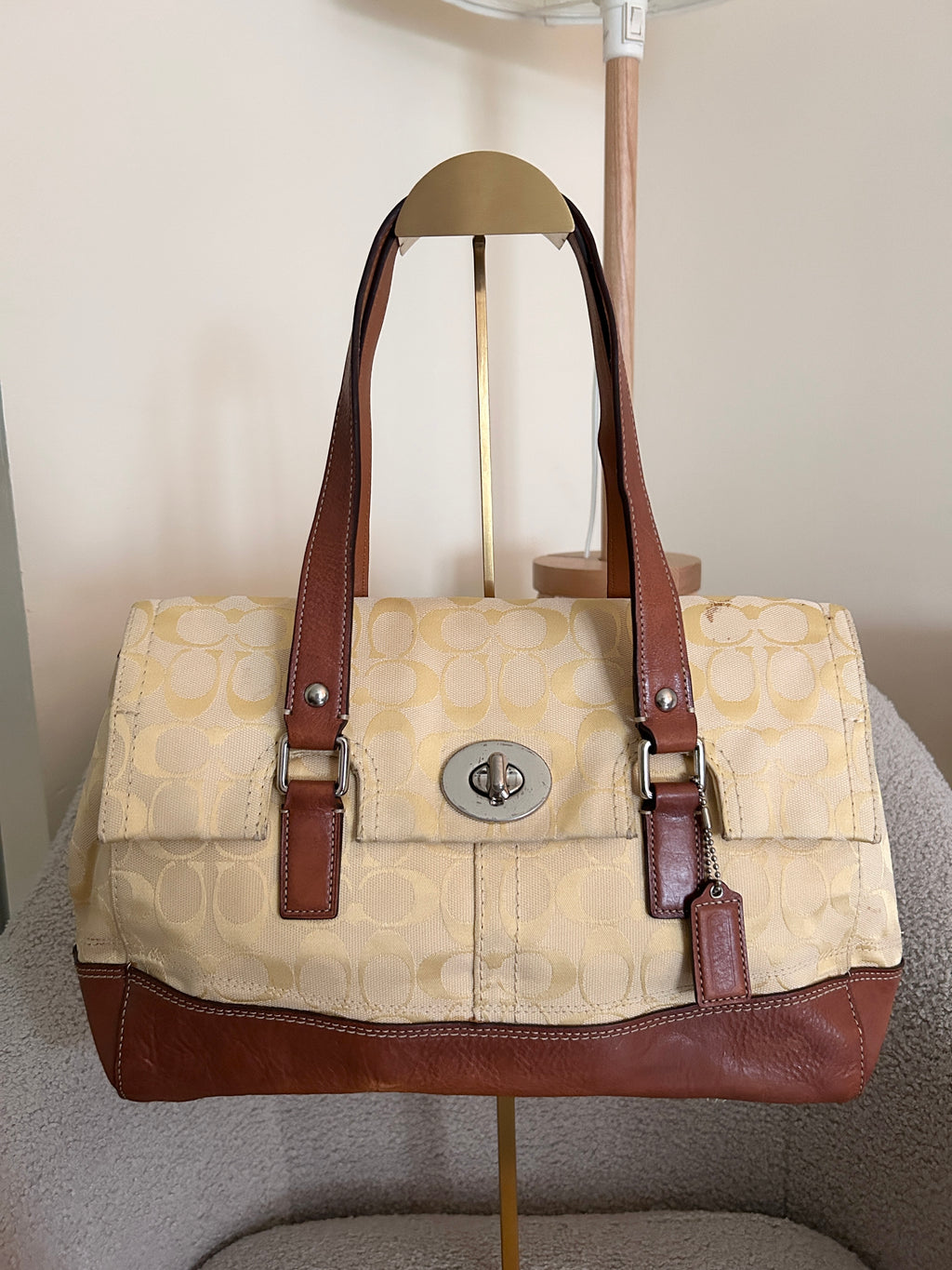 Vintage Coach yellow monogram shoulder bag
