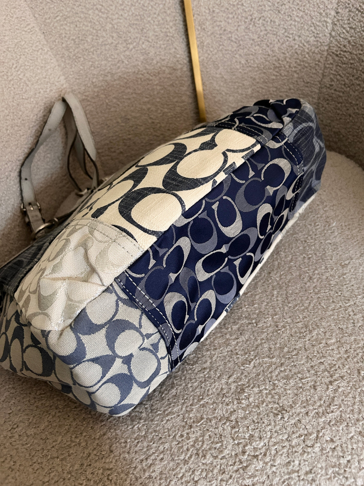 Vintage Coach denim patchwork tote shoulder bag