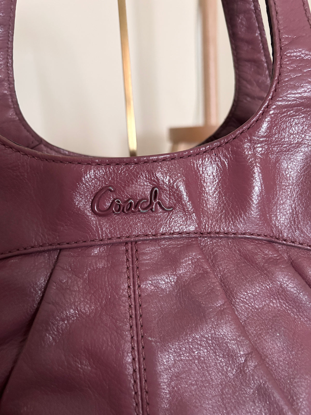 Vintage Coach purple leather tote shoulder bag