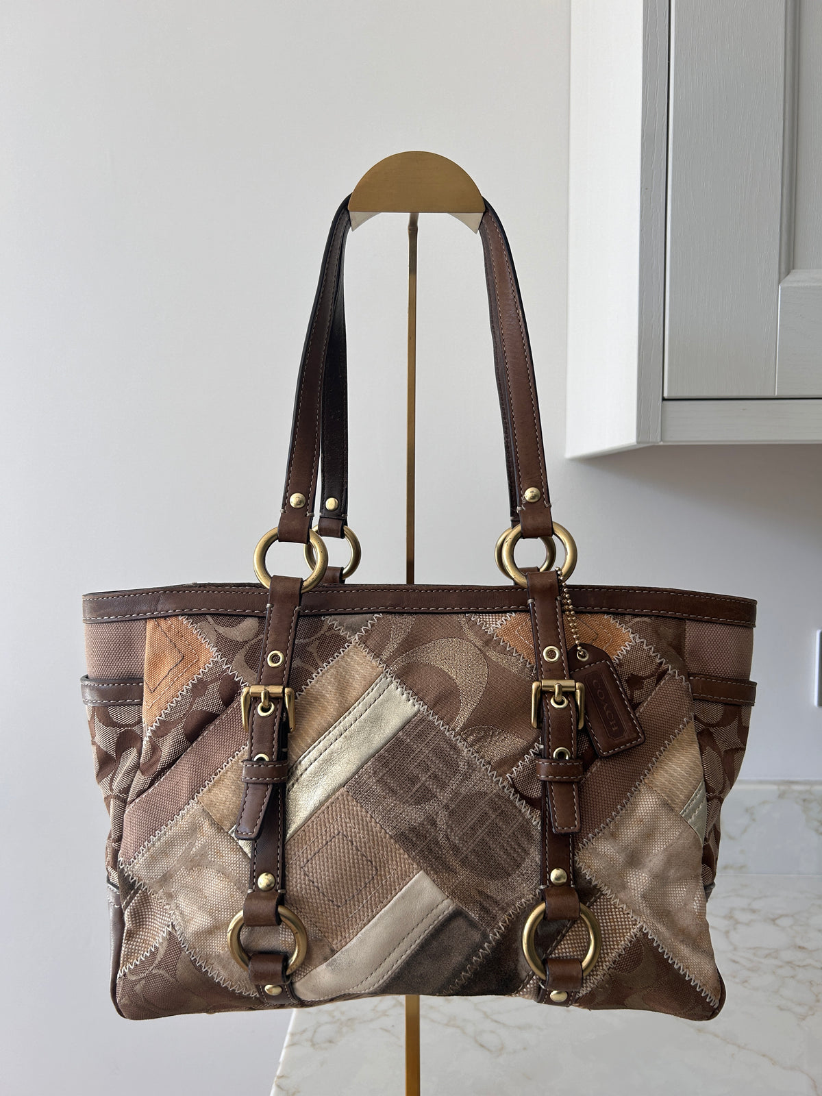 Vintage Coach patchwork tote shoulder bag