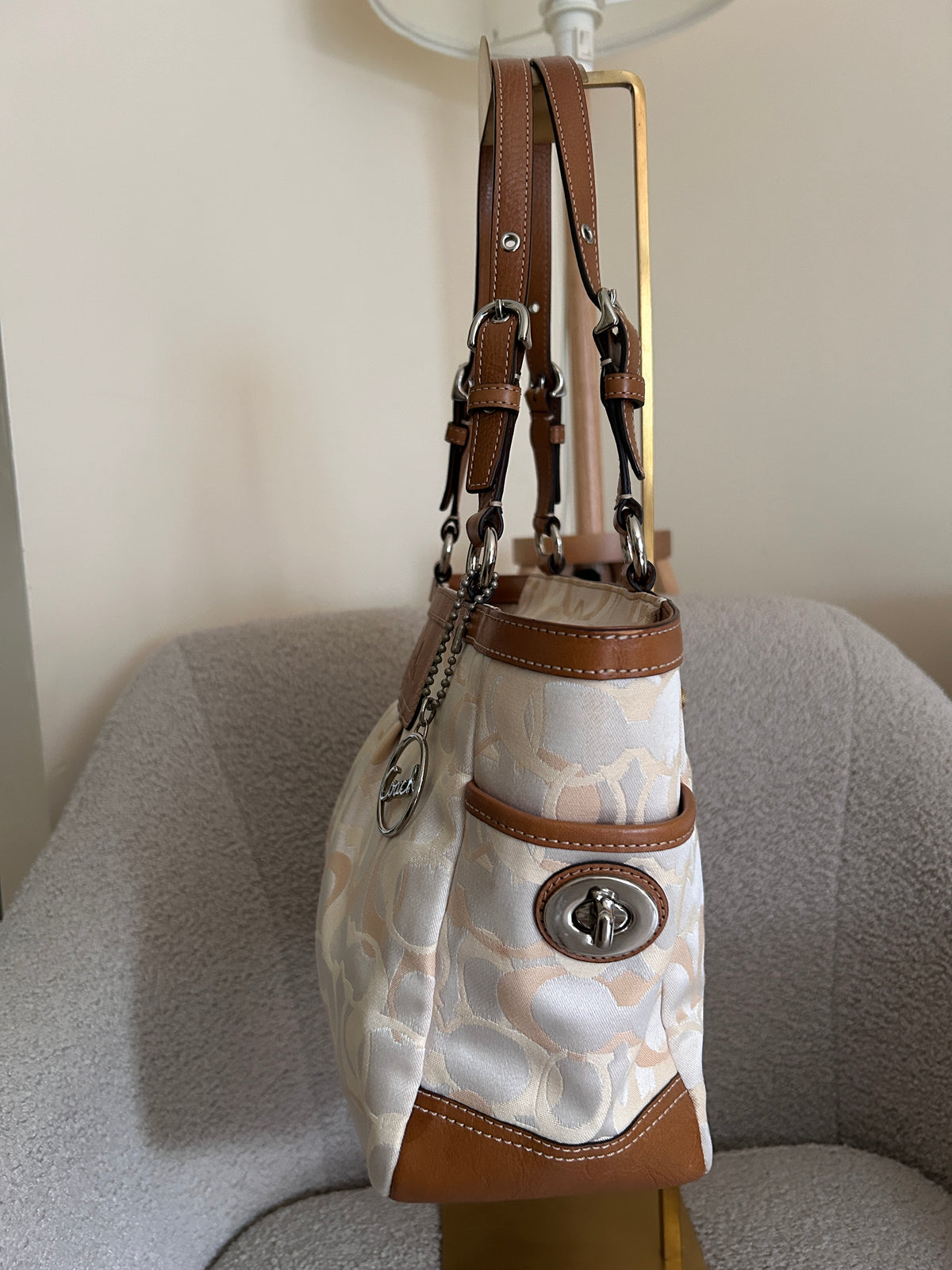 Vintage Coach optic monogram tote shoulder bag