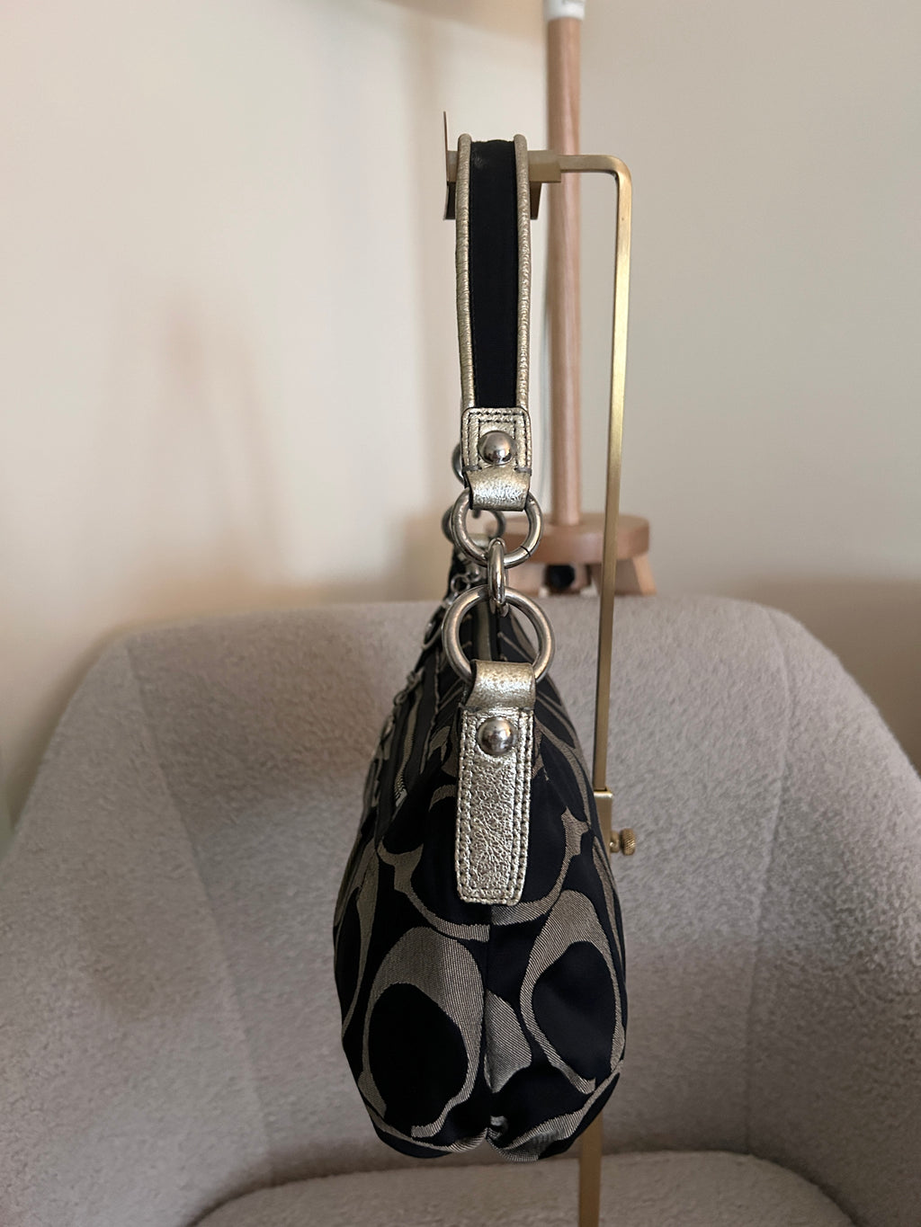 Vintage Coach Poppy black monogram shoulder bag