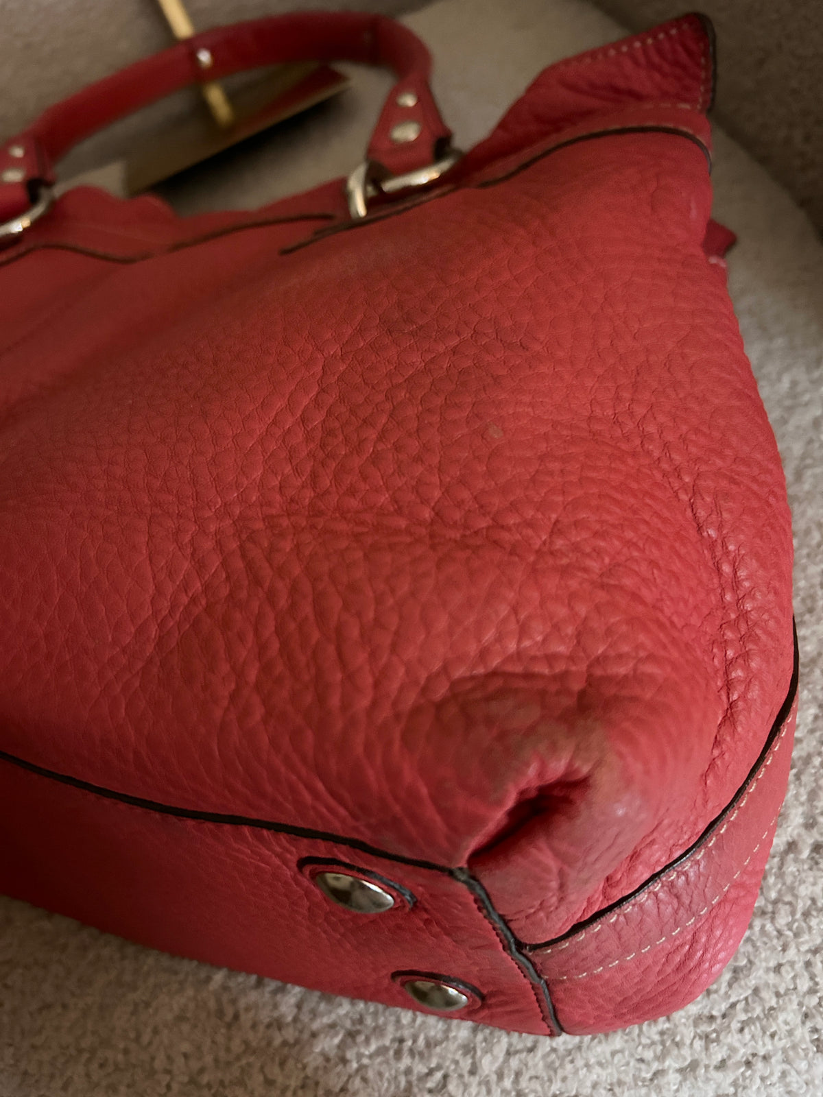 Vintage Coach red leather shoulder bag