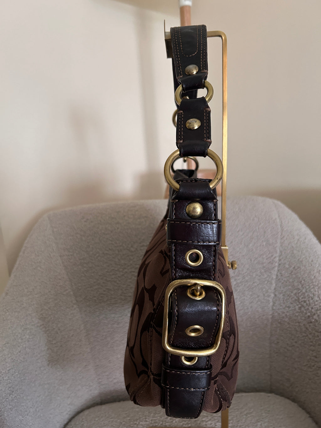 Vintage Coach chocolate brown Zoe shoulder bag