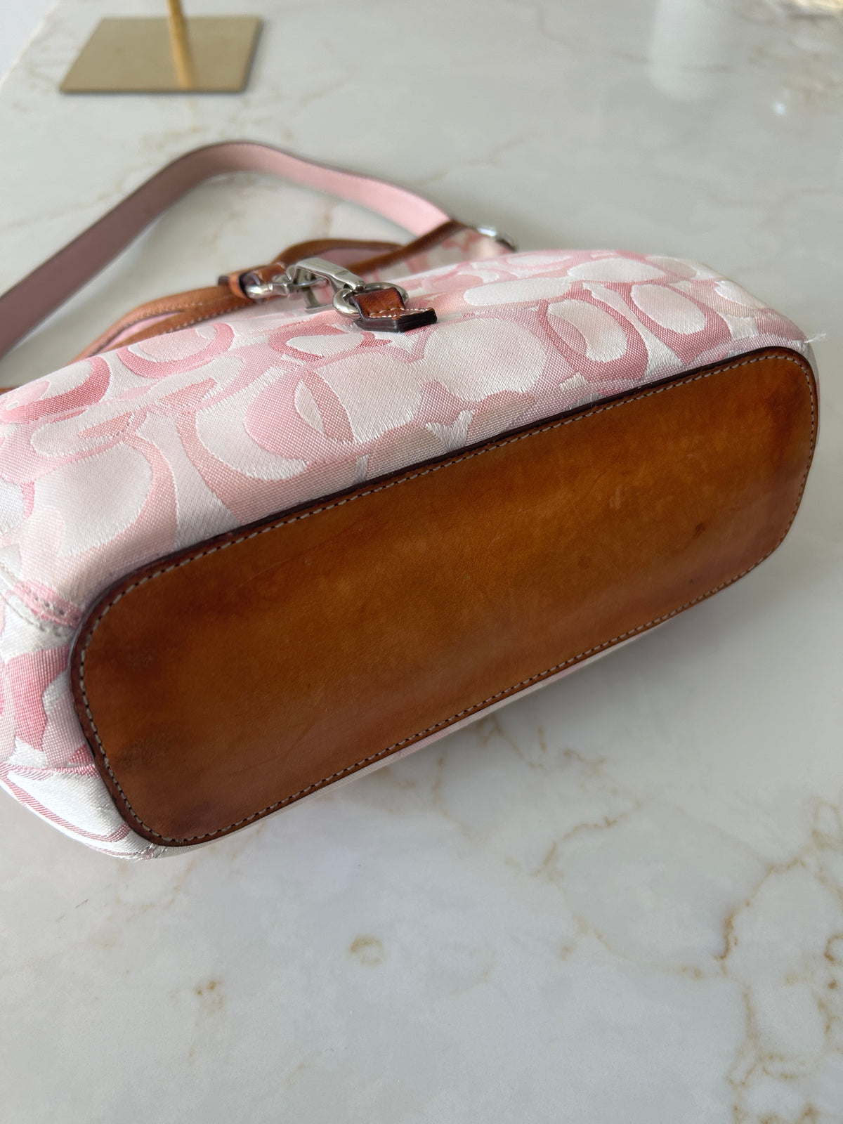 Vintage Coach pink clip optic monogram shoulder bag
