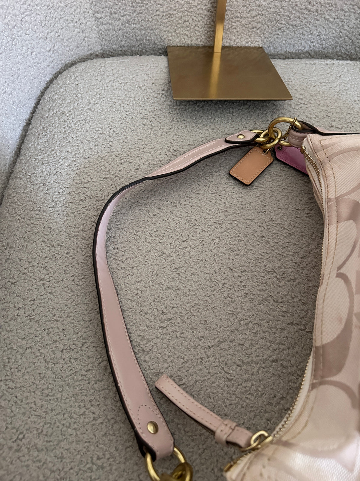Vintage Coach pink monogram shoulder bag