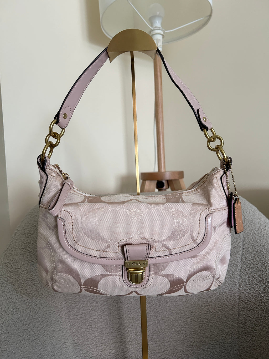 Vintage Coach pink monogram shoulder bag