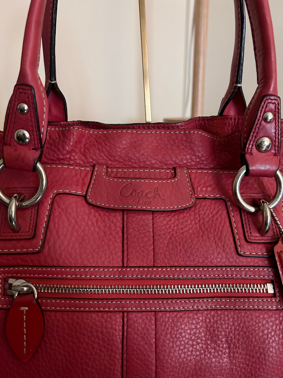 Vintage Coach red leather shoulder bag