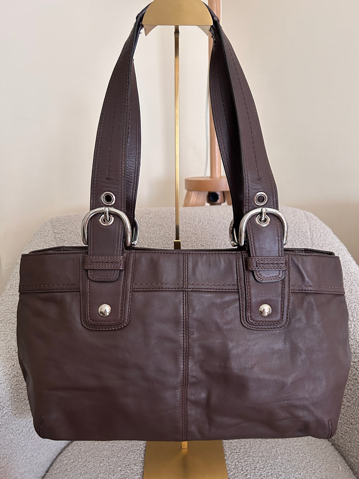 Vintage Coach brown leather Soho tote shoulder bag