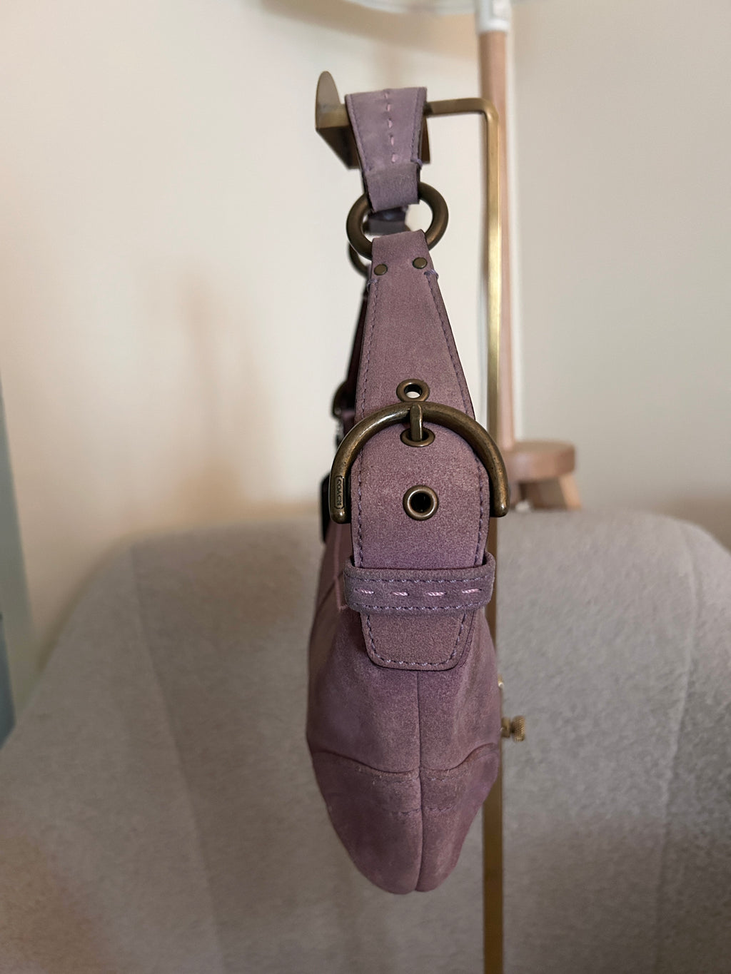 Vintage Coach purple suede shoulder bag