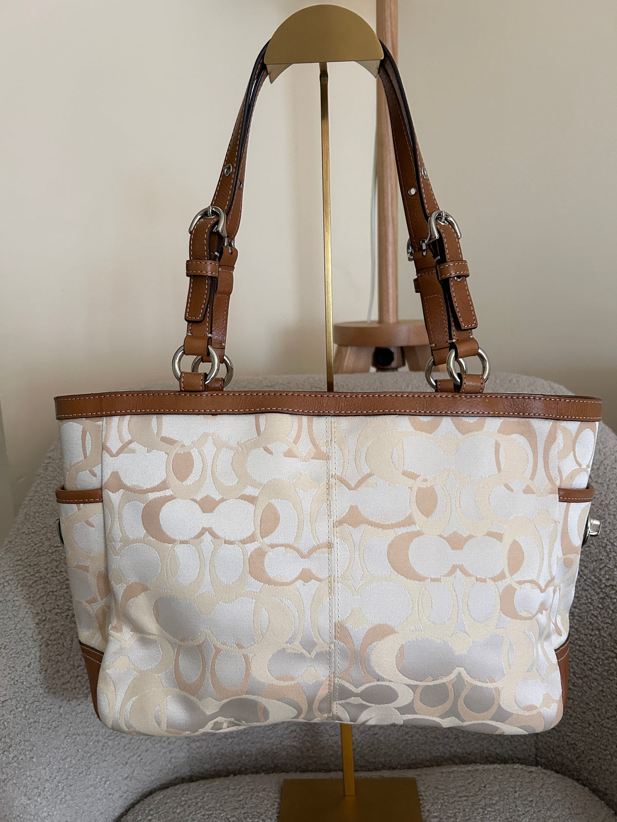 Vintage Coach optic monogram tote shoulder bag