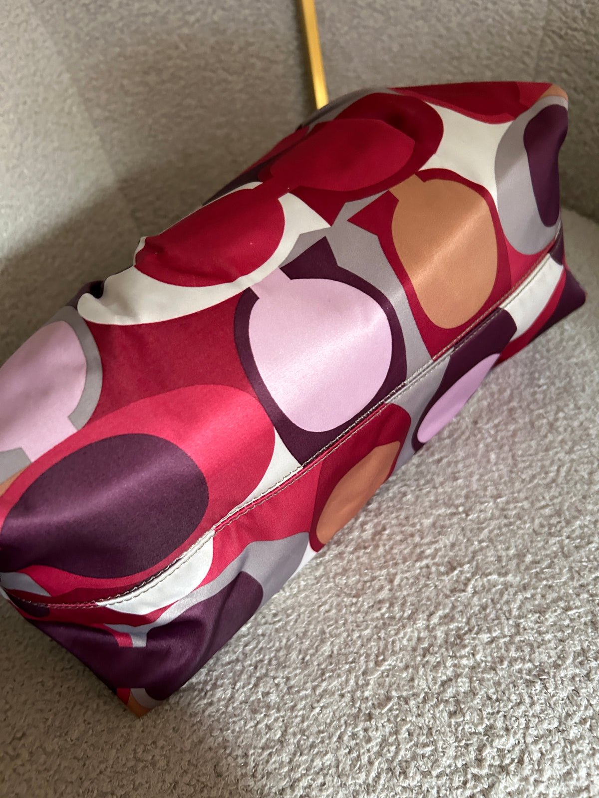 Vintage Coach burgundy and pink monogram shoulder bag