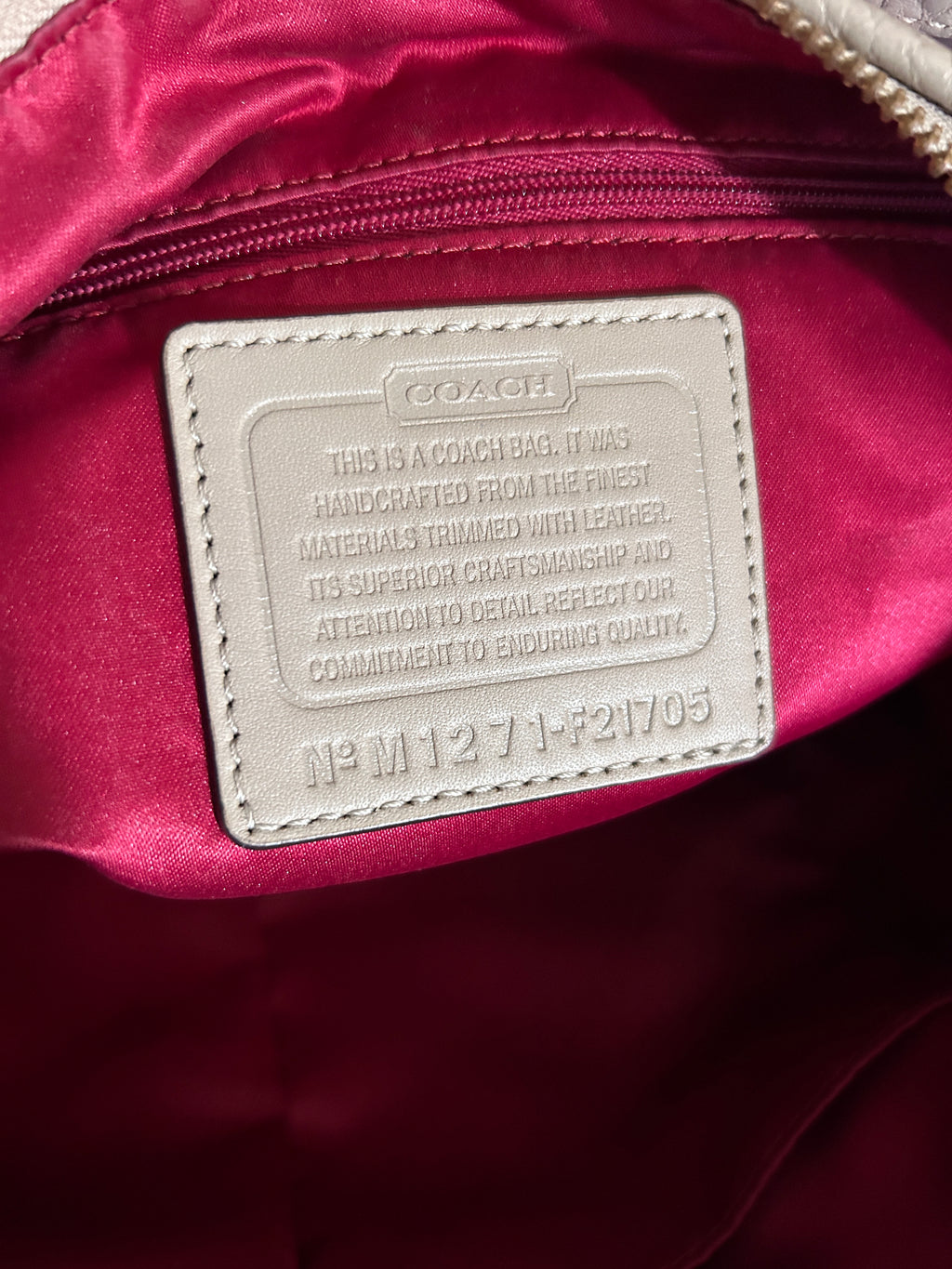 Vintage Coach burgundy and pink monogram shoulder bag