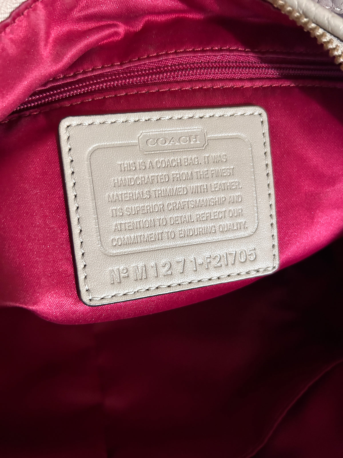 Vintage Coach burgundy and pink monogram shoulder bag