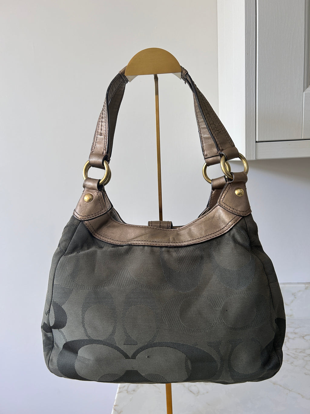 Vintage Coach olive green Soho tote shoulder bag