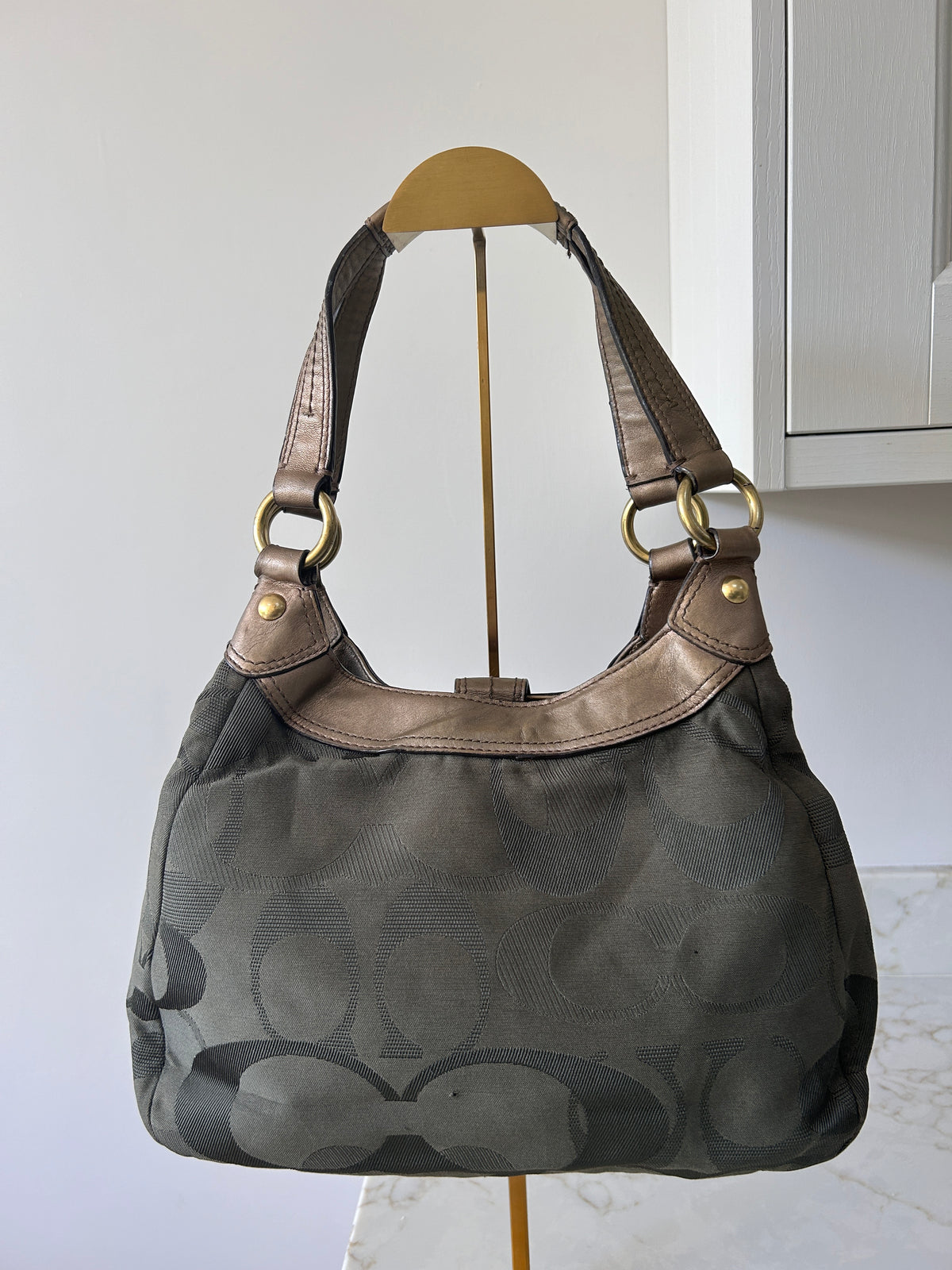 Vintage Coach olive green Soho tote shoulder bag