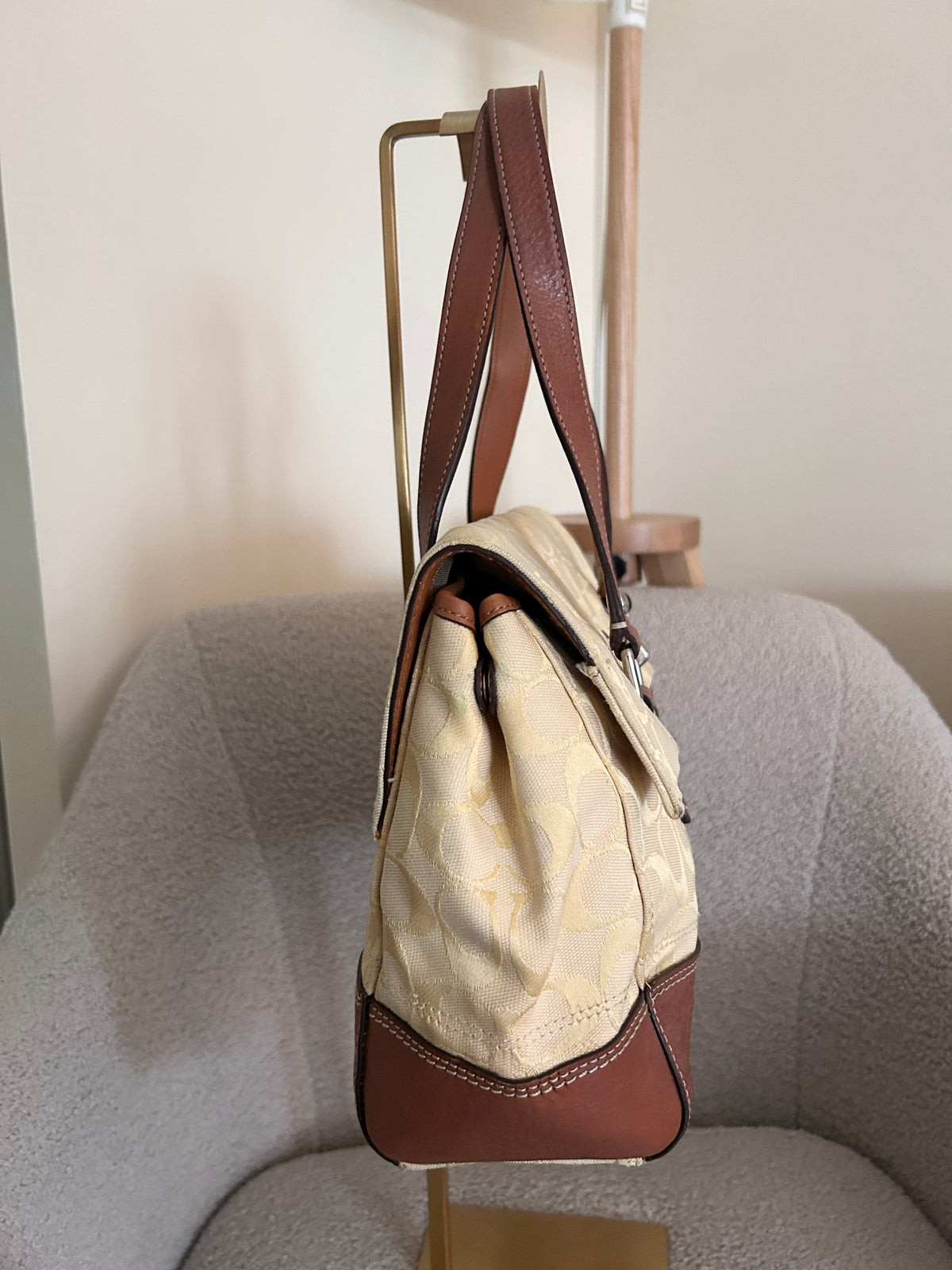 Vintage Coach yellow monogram shoulder bag