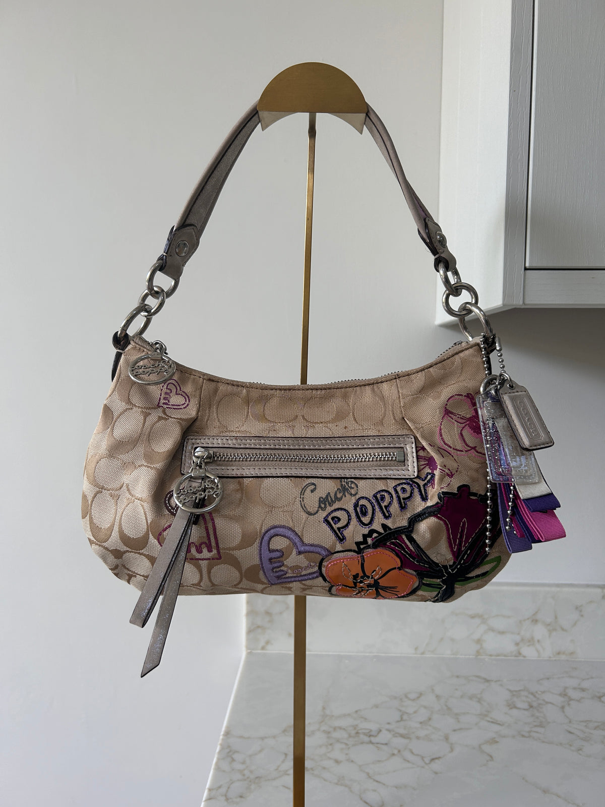 Vintage Coach Poppy graffiti shoulder bag