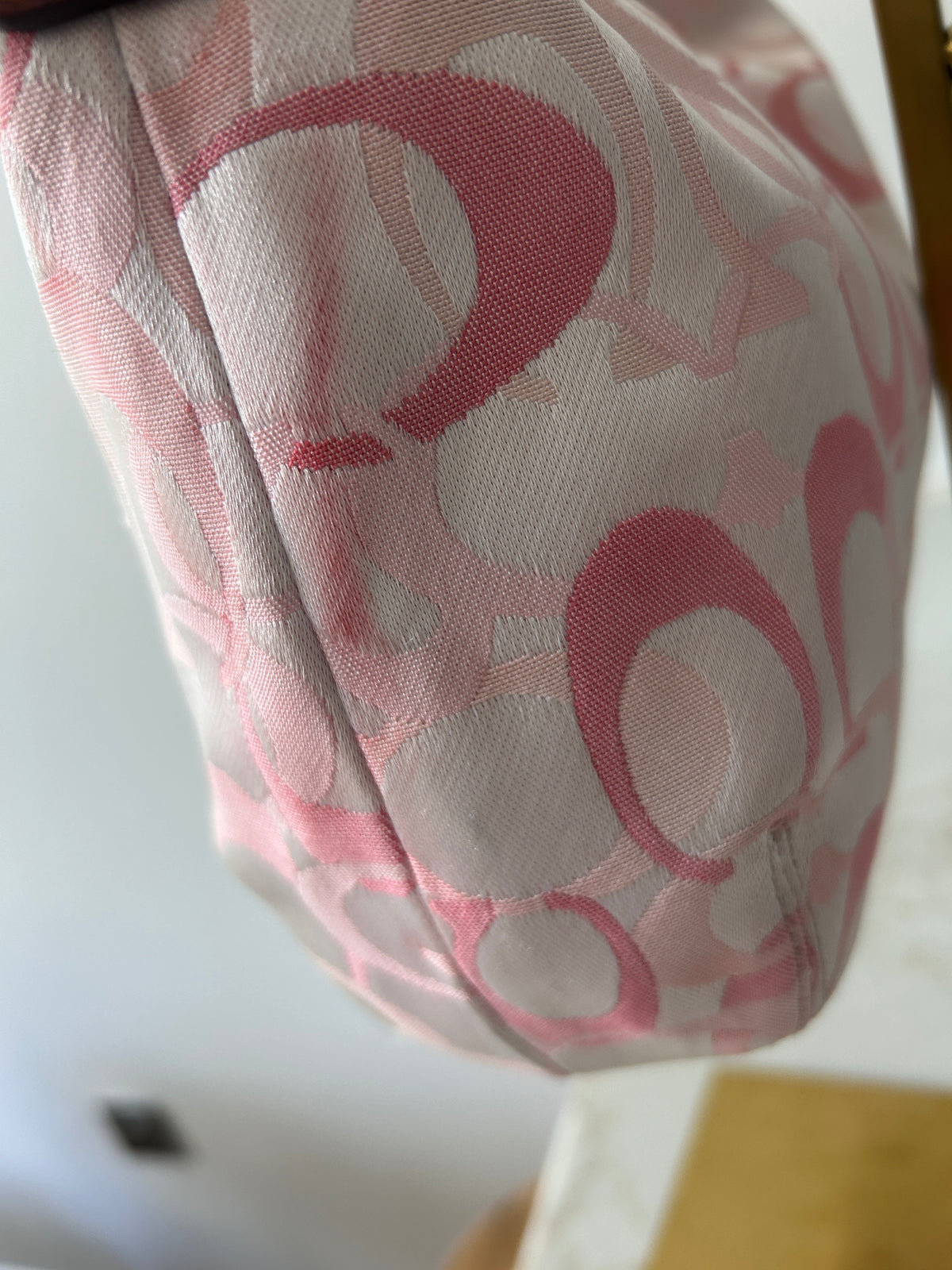 Vintage Coach pink clip optic monogram shoulder bag