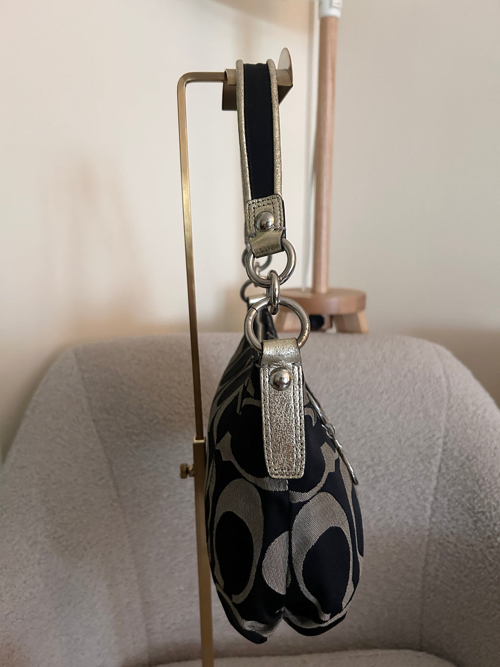 Vintage Coach Poppy black monogram shoulder bag