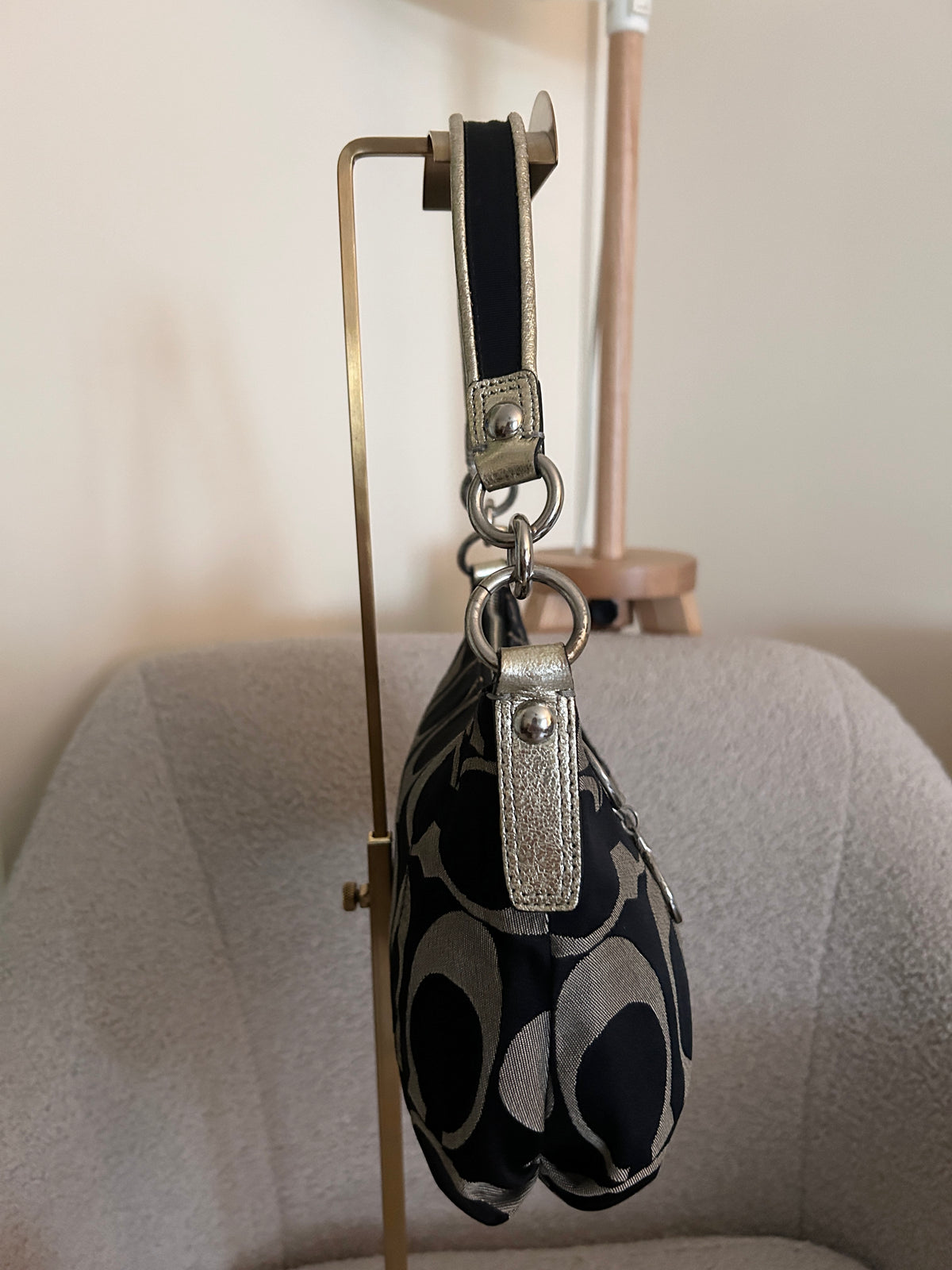 Vintage Coach Poppy black monogram shoulder bag