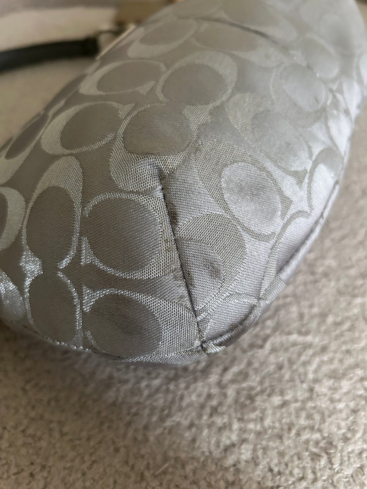 Vintage Coach grey monogram mini shoulder bag