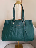 Vintage Coach green leather tote shoulder bag