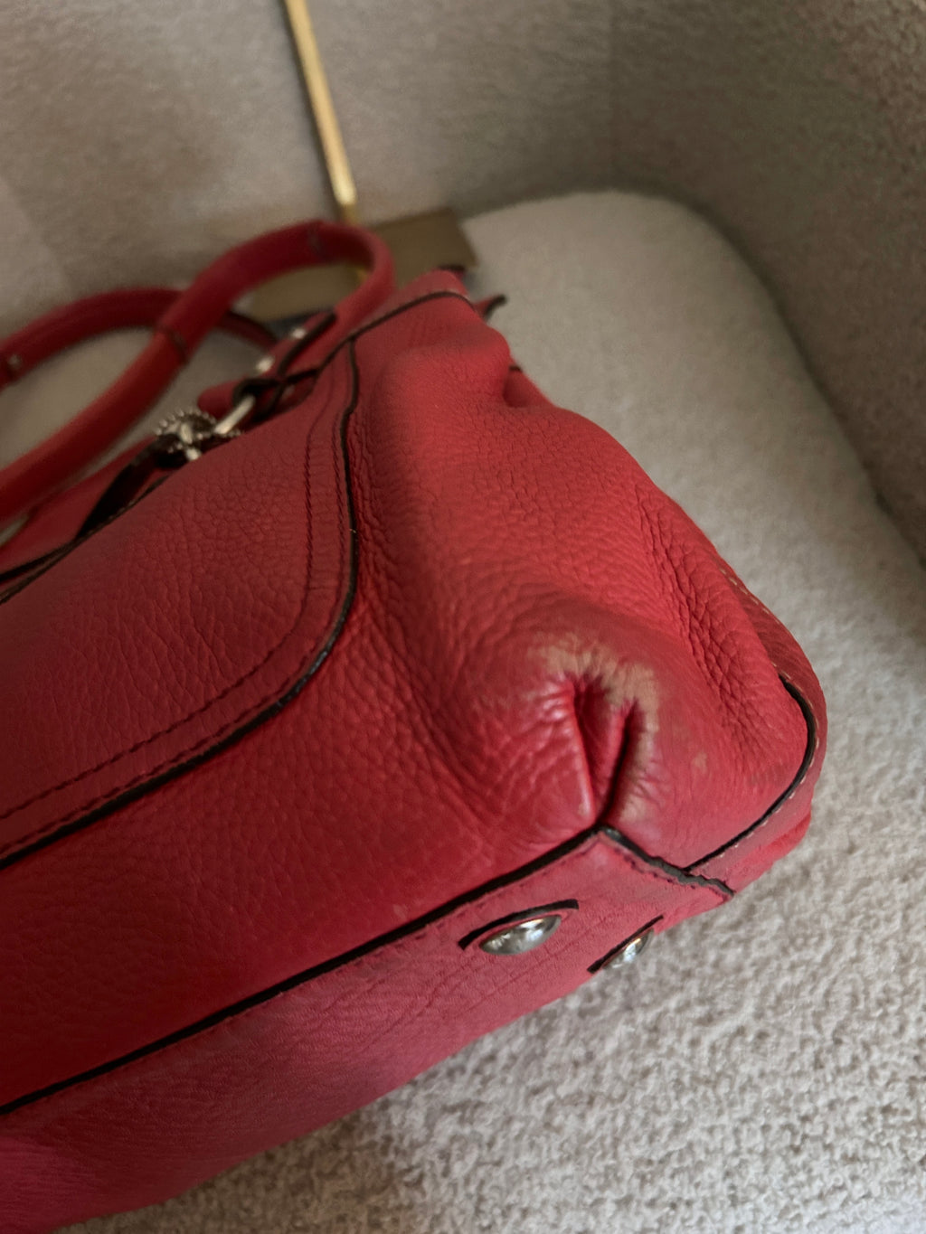Vintage Coach red leather shoulder bag