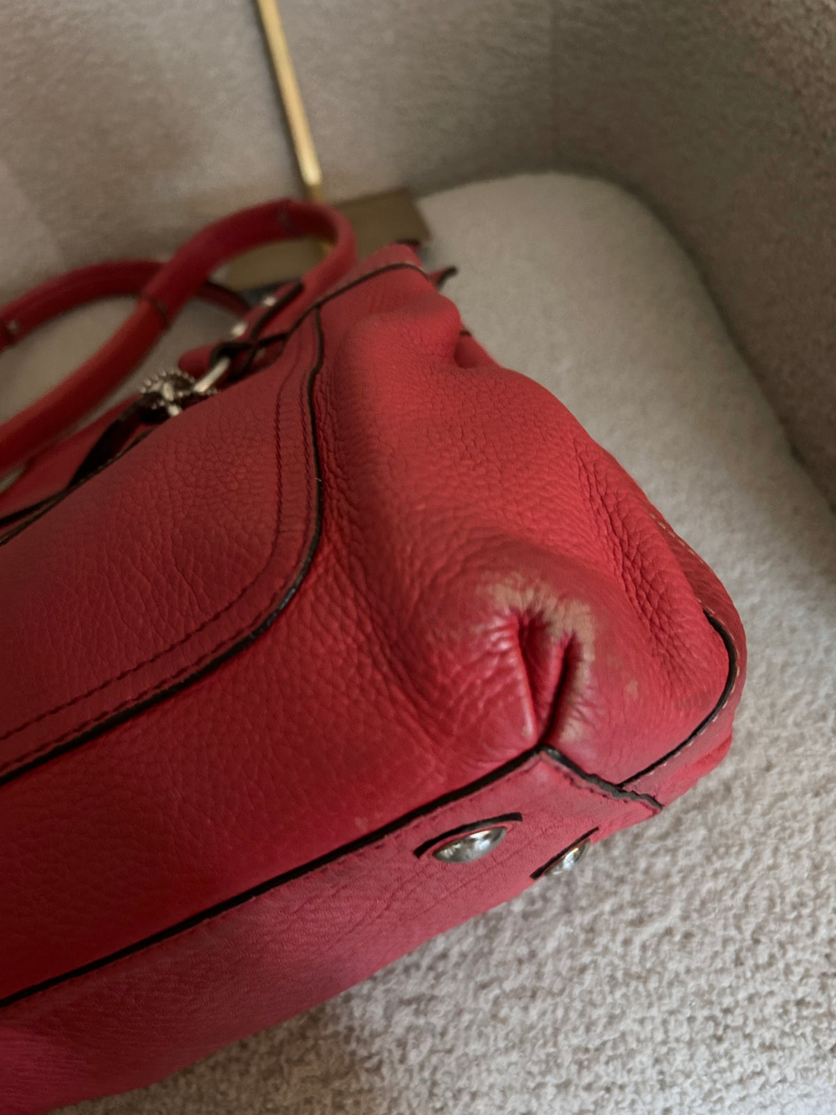 Vintage Coach red leather shoulder bag