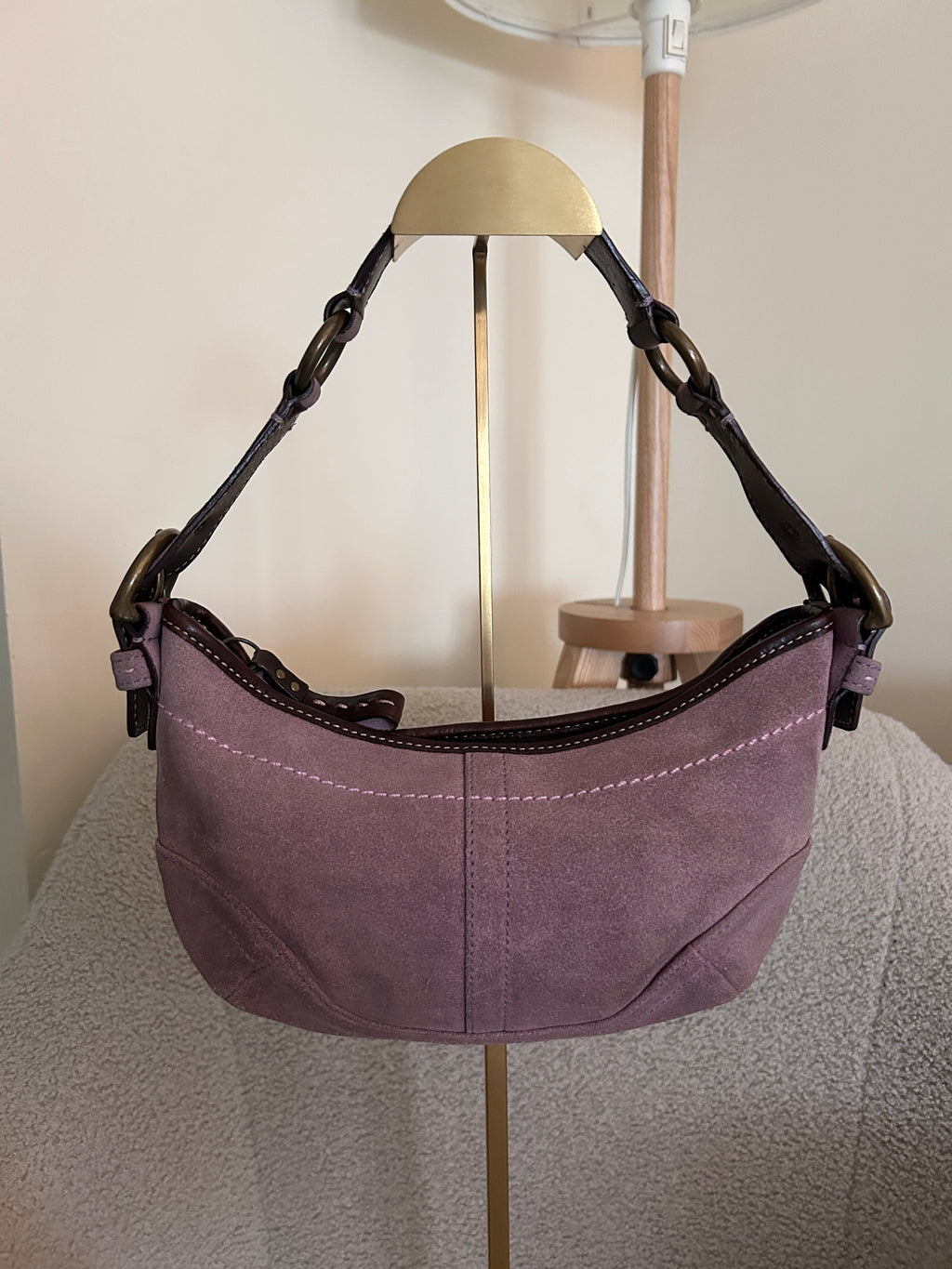 Vintage Coach purple suede shoulder bag