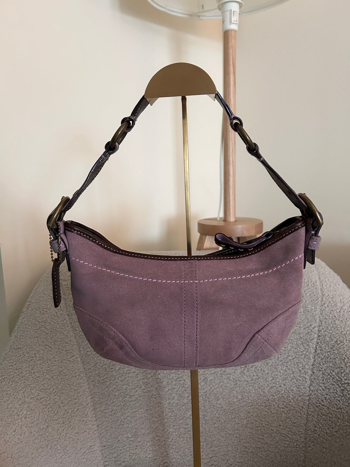 Vintage Coach purple suede shoulder bag