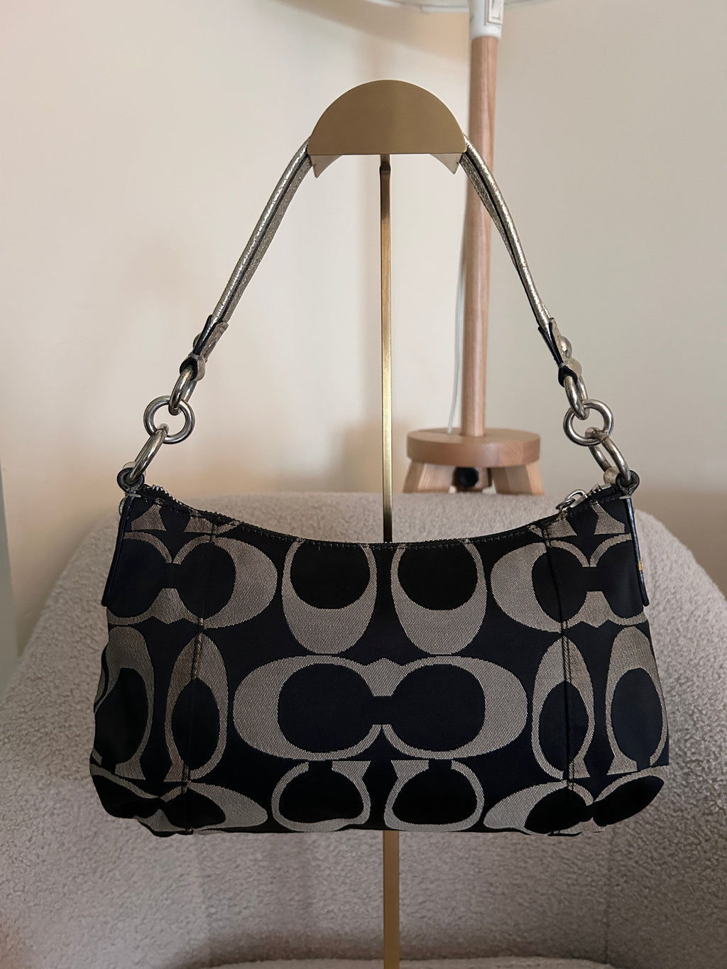 Vintage Coach Poppy black monogram shoulder bag