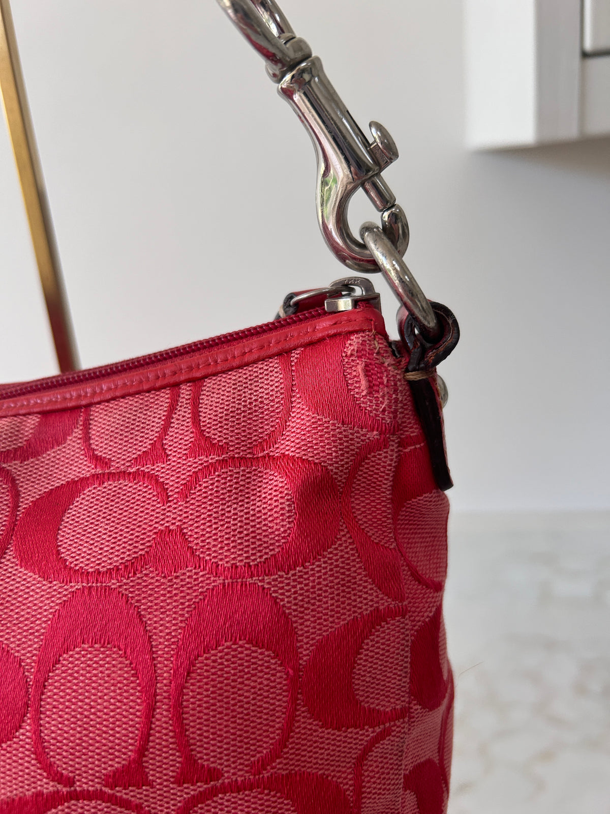 Vintage Coach red monogram small shoulder bag