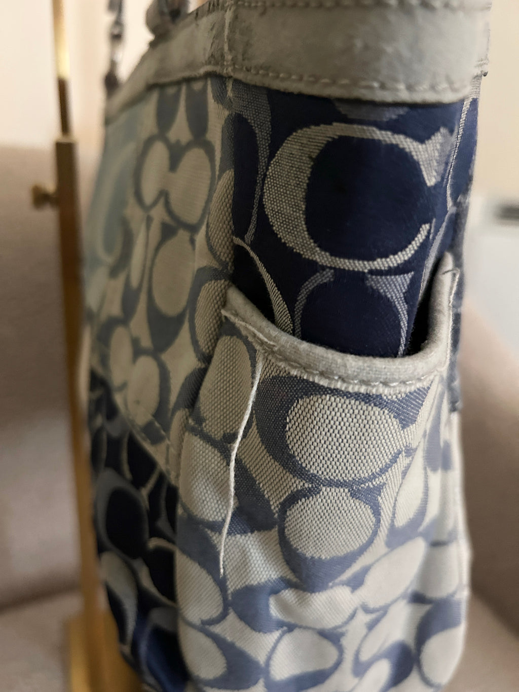 Vintage Coach denim patchwork tote shoulder bag