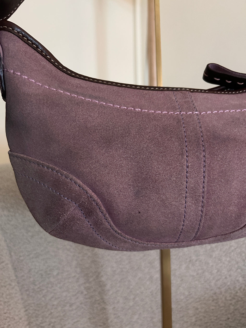 Vintage Coach purple suede shoulder bag