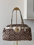 Vintage Coach signature monogram metallic leather shoulder bag