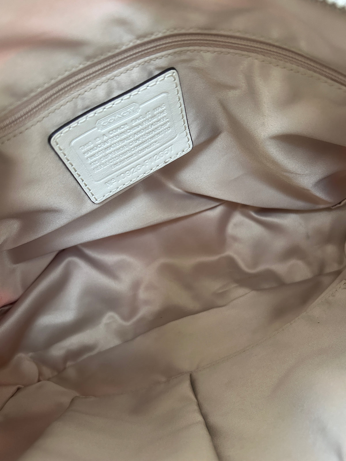 Vintage Coach pink monogram Zoe shoulder bag