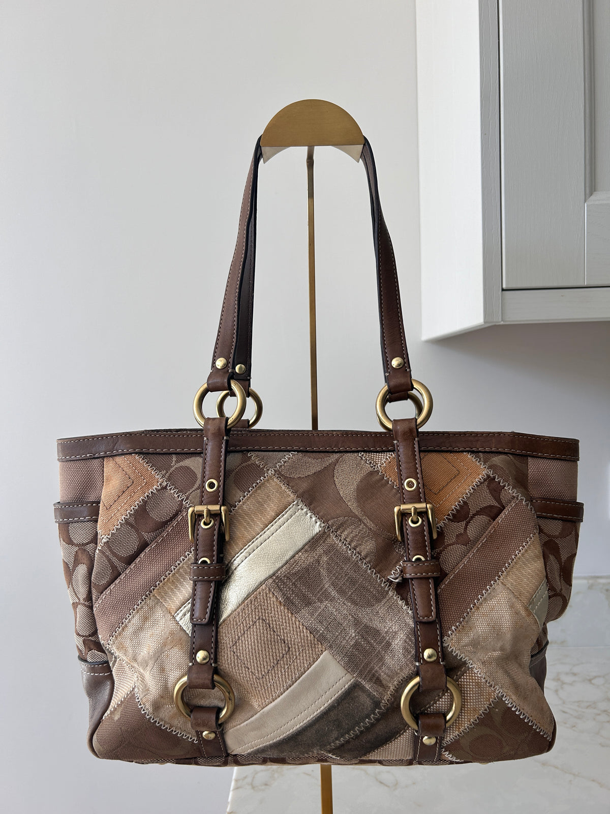 Vintage Coach patchwork tote shoulder bag