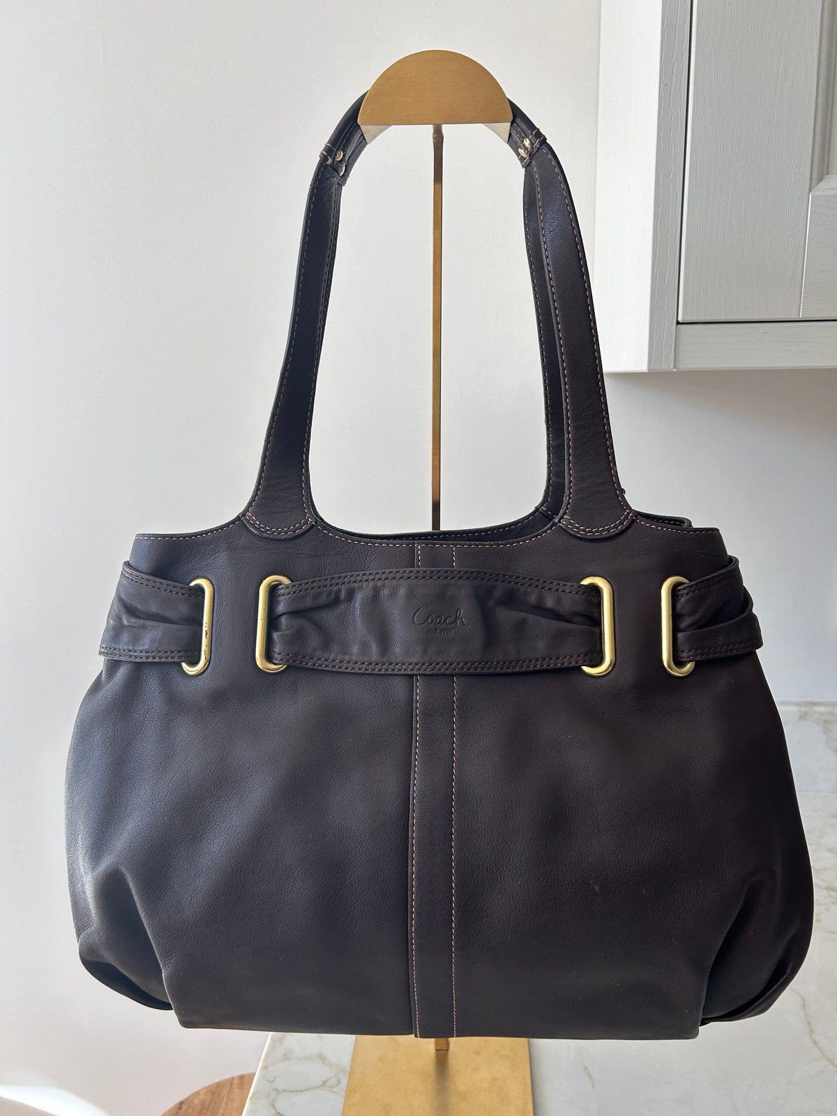 Vintage Coach brown leather Bleecker shoulder bag