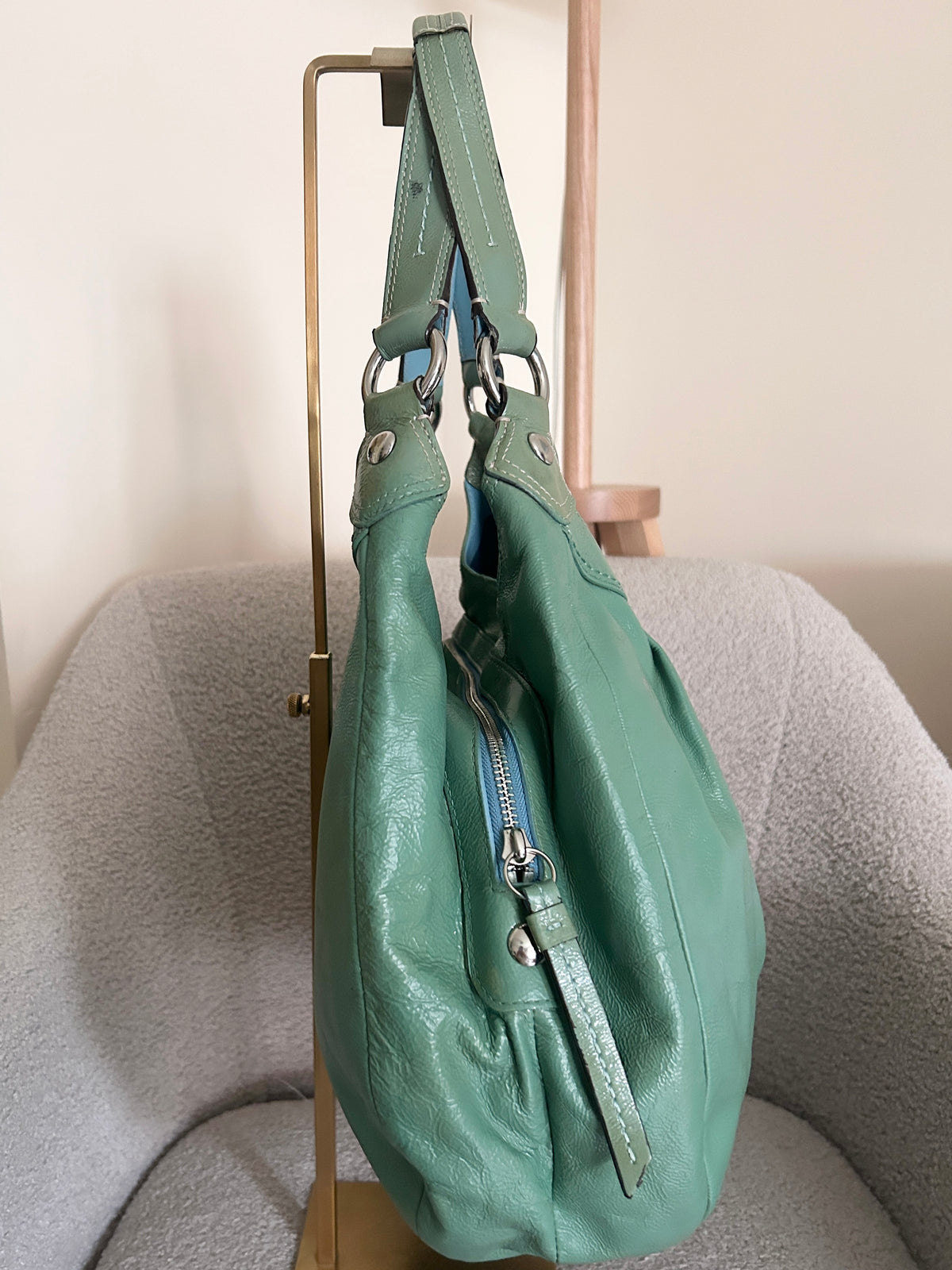 Vintage Coach Soho buckle green leather shoulder bag