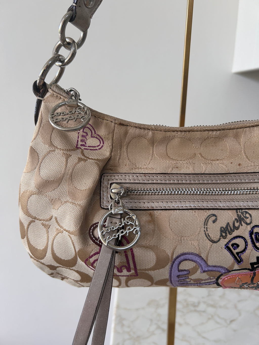 Vintage Coach Poppy graffiti shoulder bag